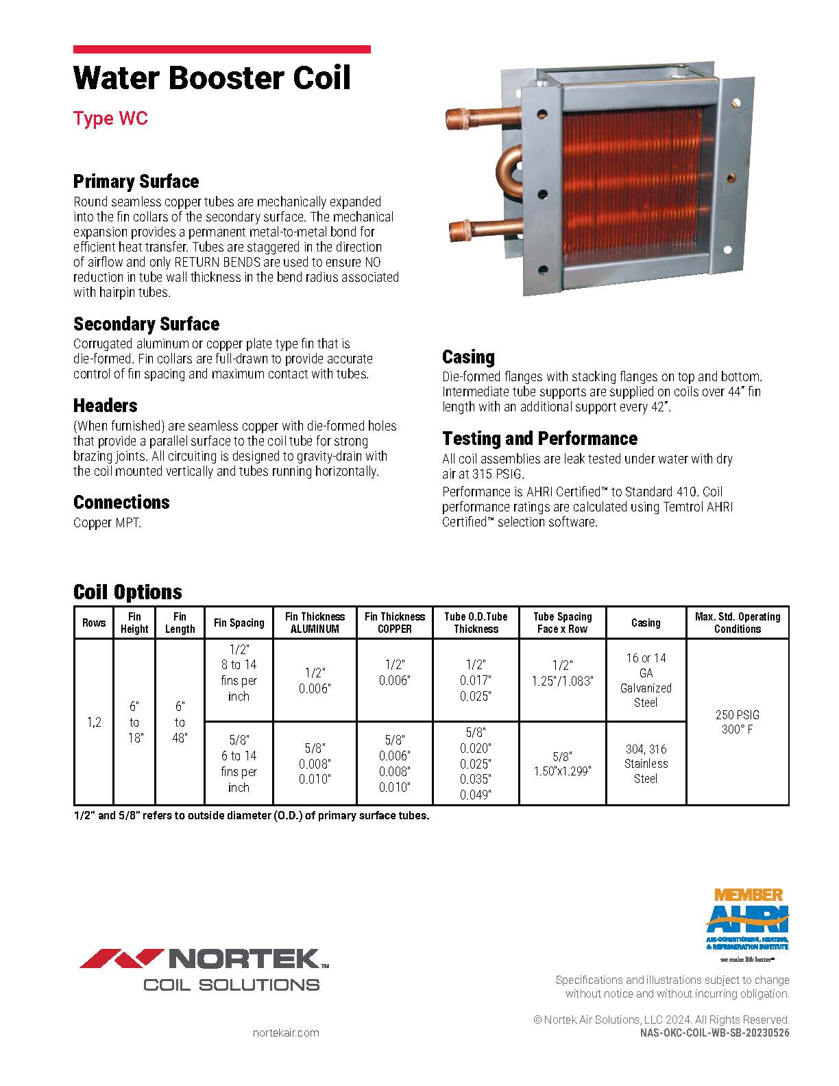 WATER BOOSTER COIL